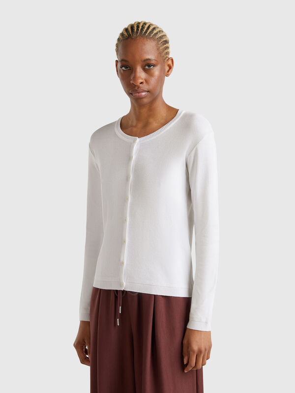 Cardigan bianco 100% cotone Donna