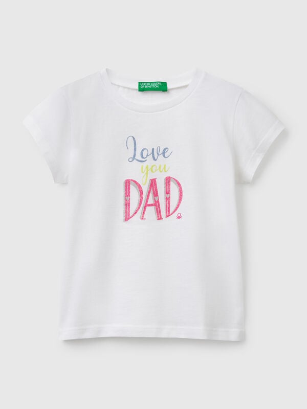 T-shirt in cotone con glitter Bambina