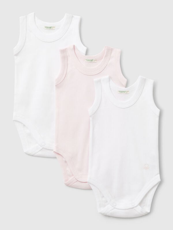 Tre body smanicati in cotone  Baby