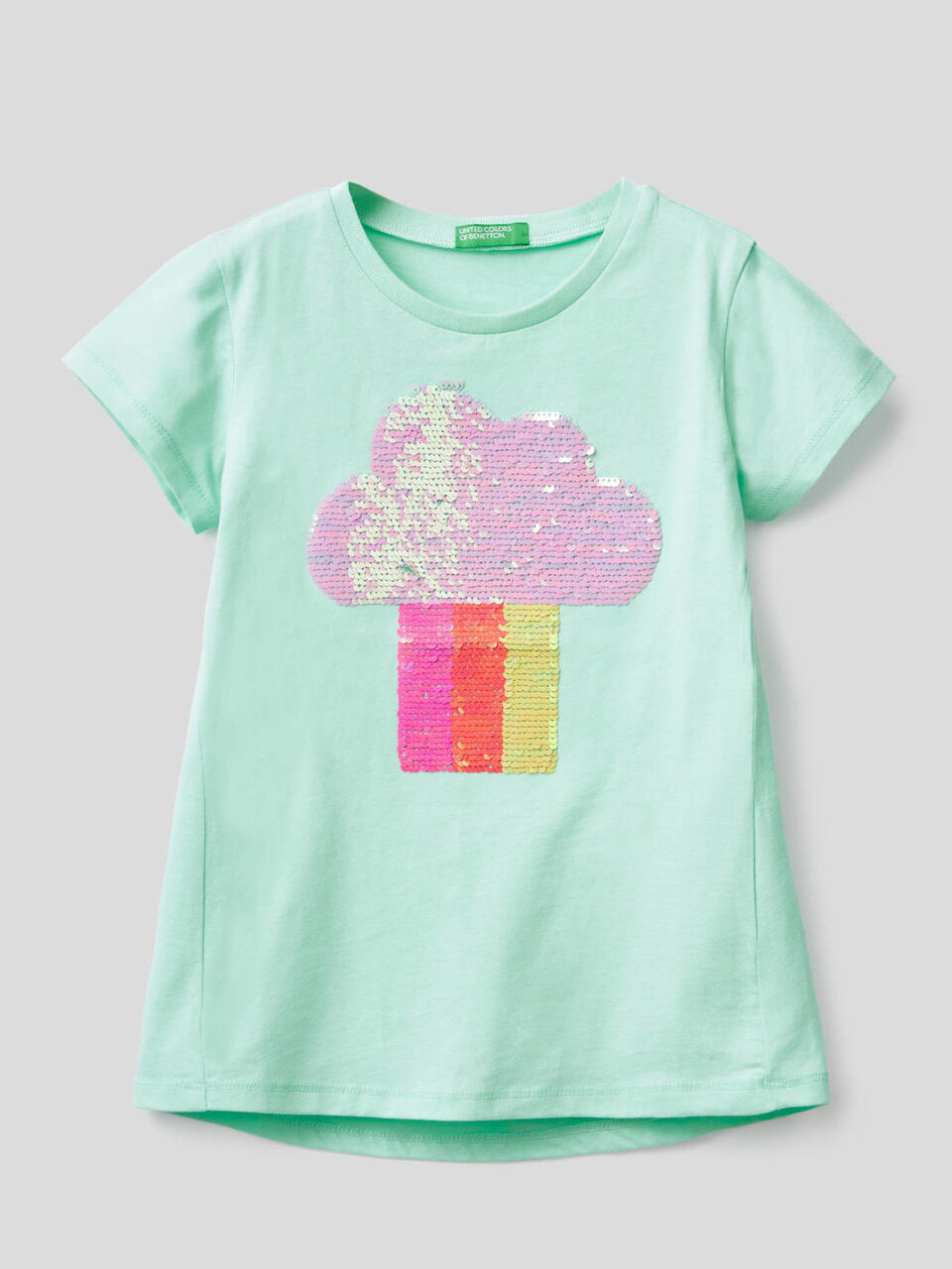 T-shirt in cotone con paillettes image number 1