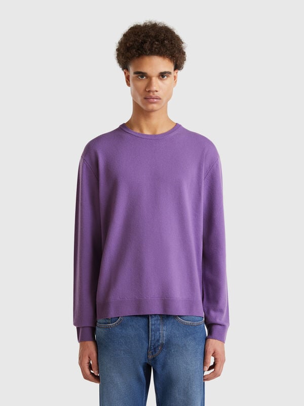 Maglia viola in pura lana Merino Uomo