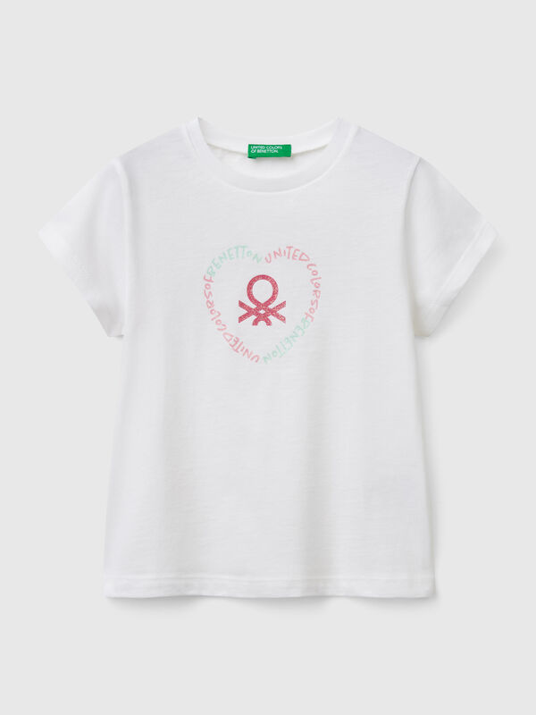 Maglietta con stampa glitter Bambina
