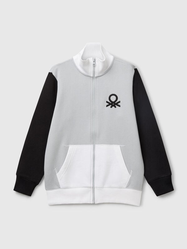 Felpa con zip in puro cotone Bambino