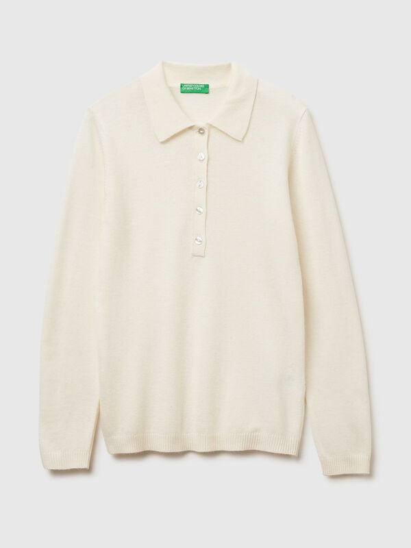 Polo in maglia in misto cashmere Donna