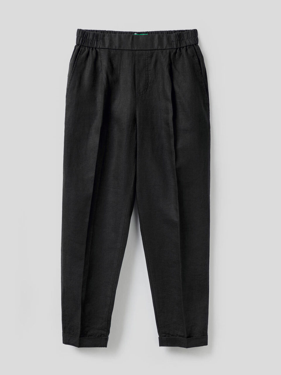 Pantaloni cropped in 100% lino image number 1