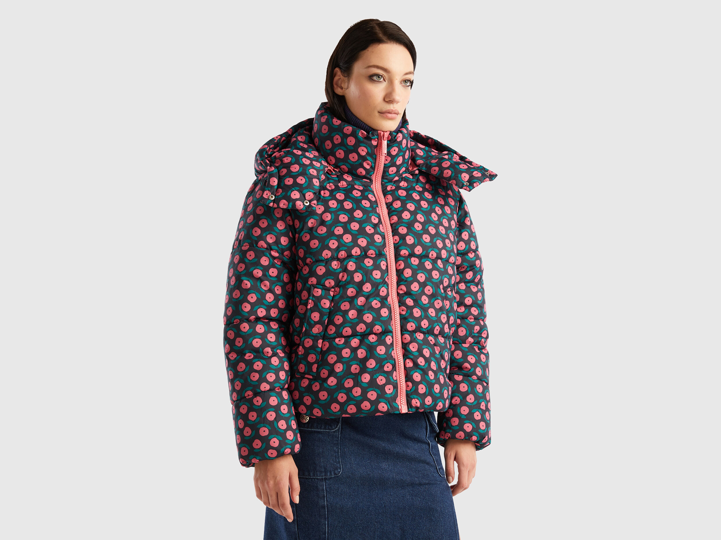 Piumino con deals fiori