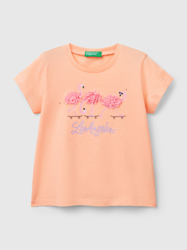 T-shirt con applicazione effetto petali Bambina