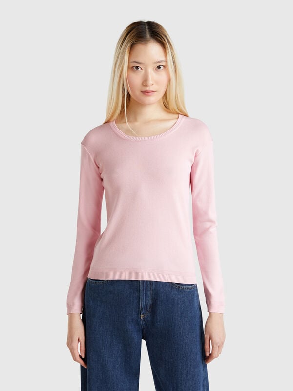 Maglia girocollo in puro cotone Donna
