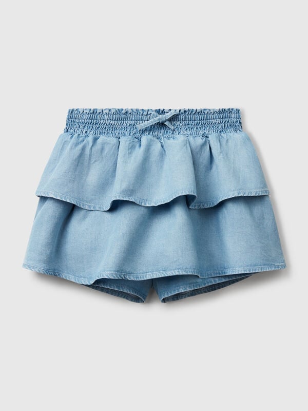 Minigonna in chambray con balze Bambina