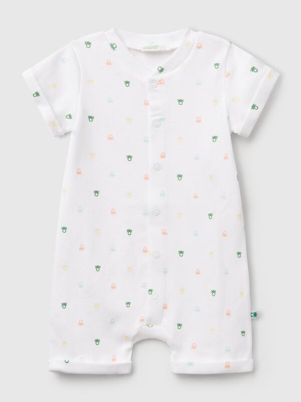 Tutina bianca con stampa loghi Baby