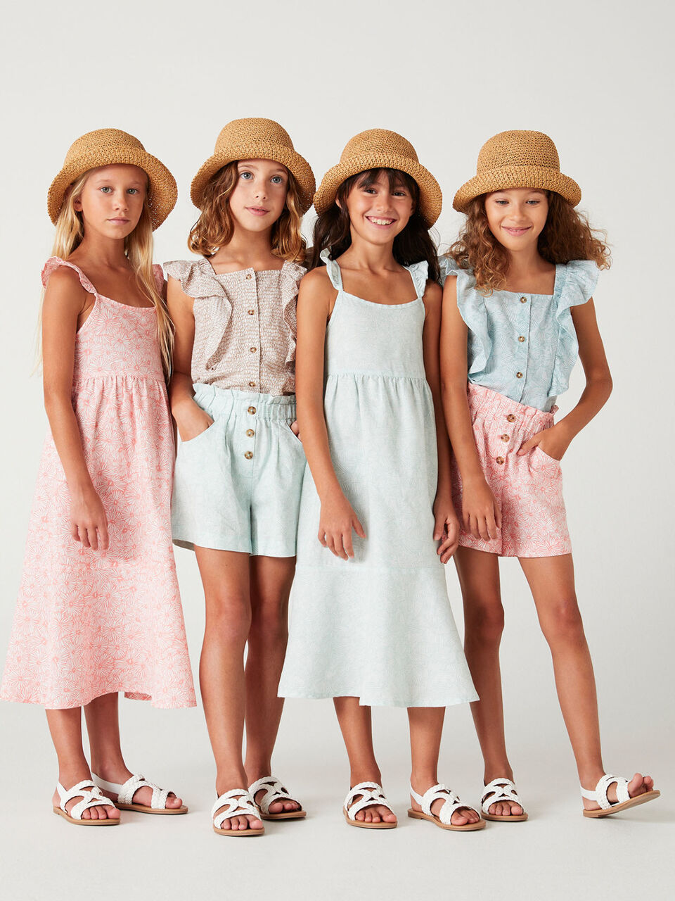 Vestito midi con balza in misto lino image number 1