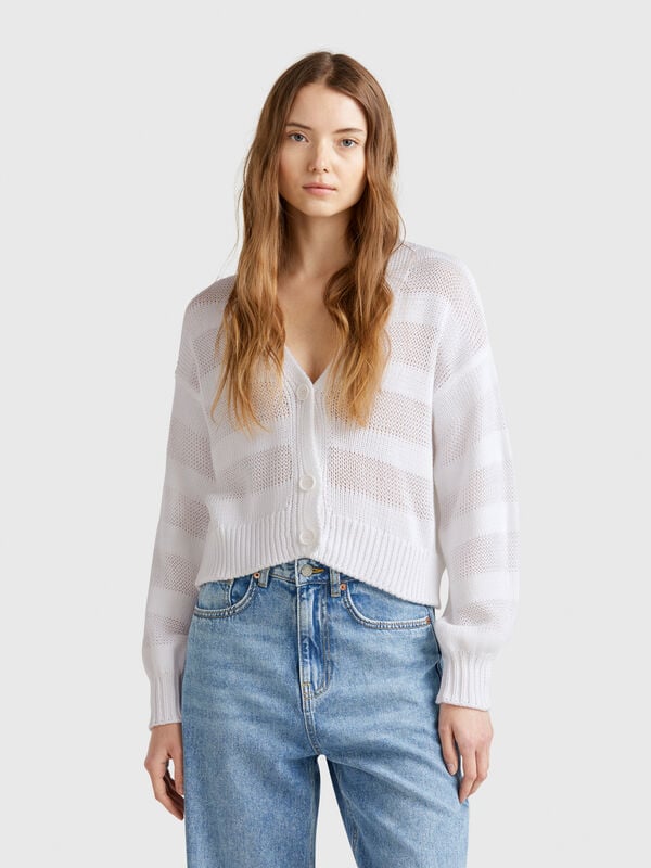 Cardigan lavorato 100% cotone Donna