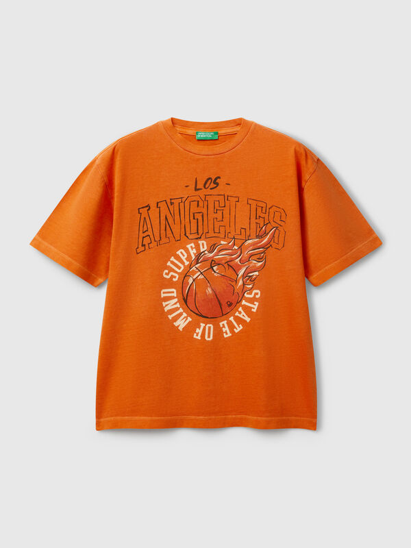 T-shirt con stampa davanti e dietro Bambino