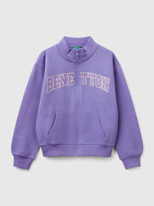 Felpa con zip e collo alto Bambina