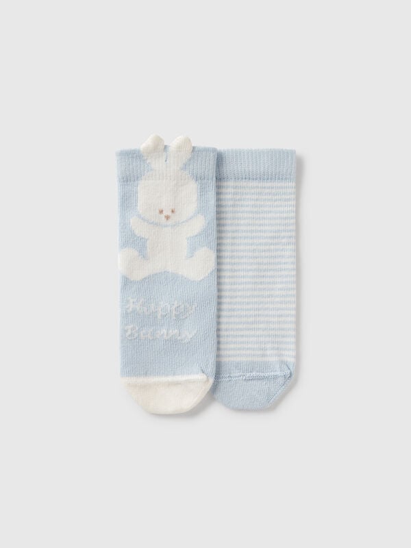 Set calzini con righe e coniglietto Baby