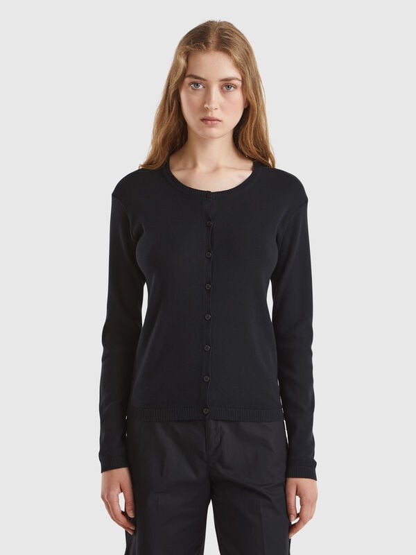 Cardigan nero 100% cotone Donna
