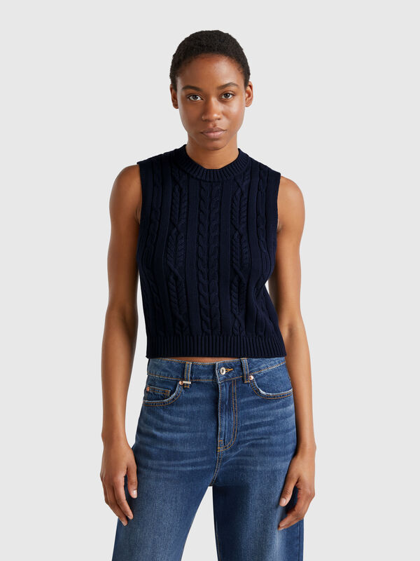 Gilet cropped a trecce Donna
