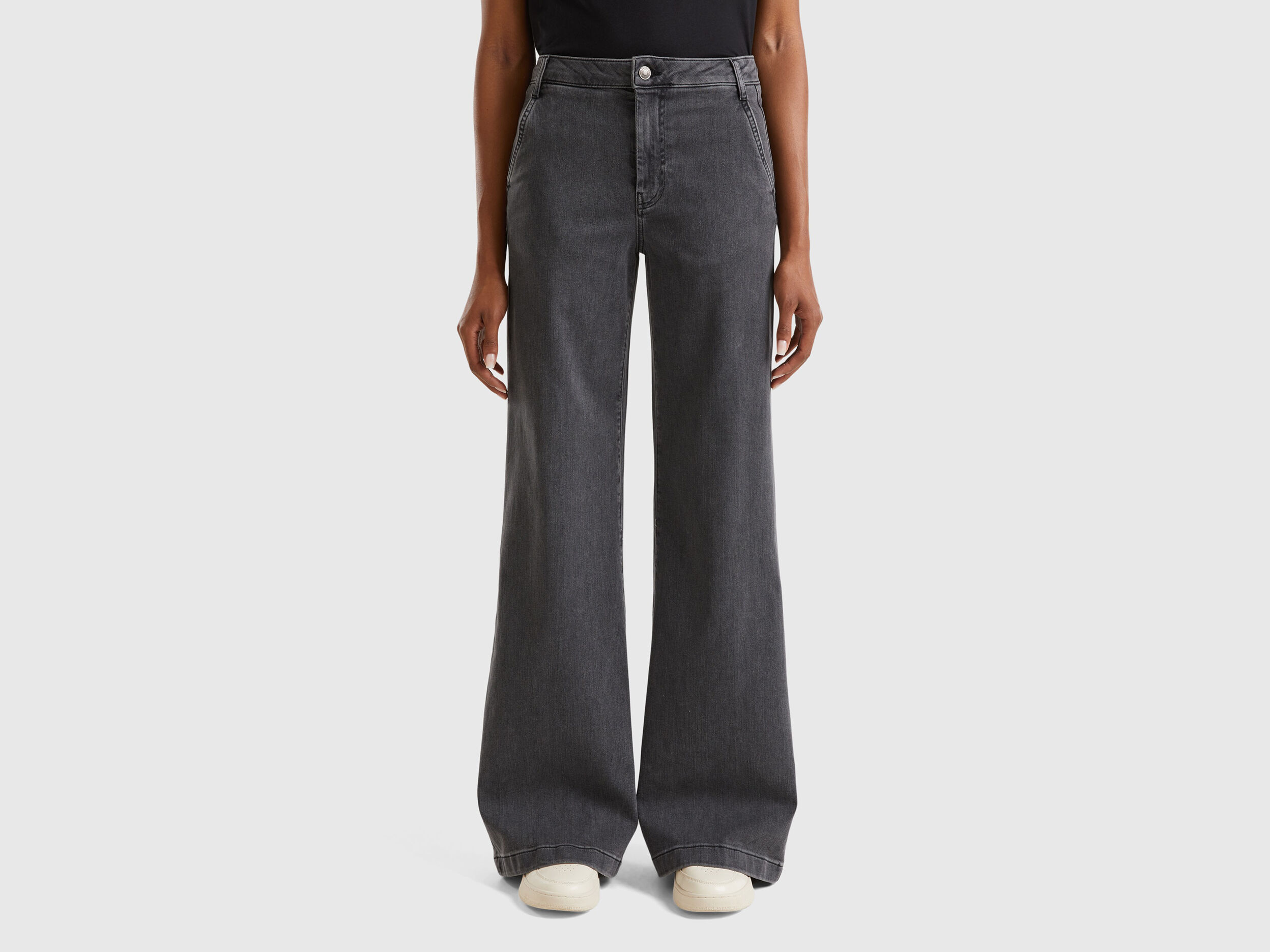 Jeans a zampa in cotone stretch Nero Benetton