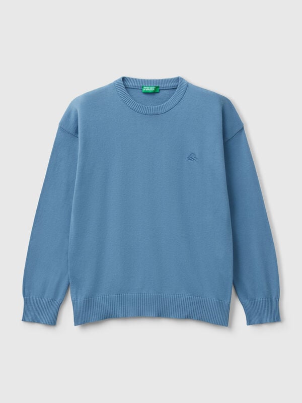 Maglioncino in puro cotone con logo Bambino
