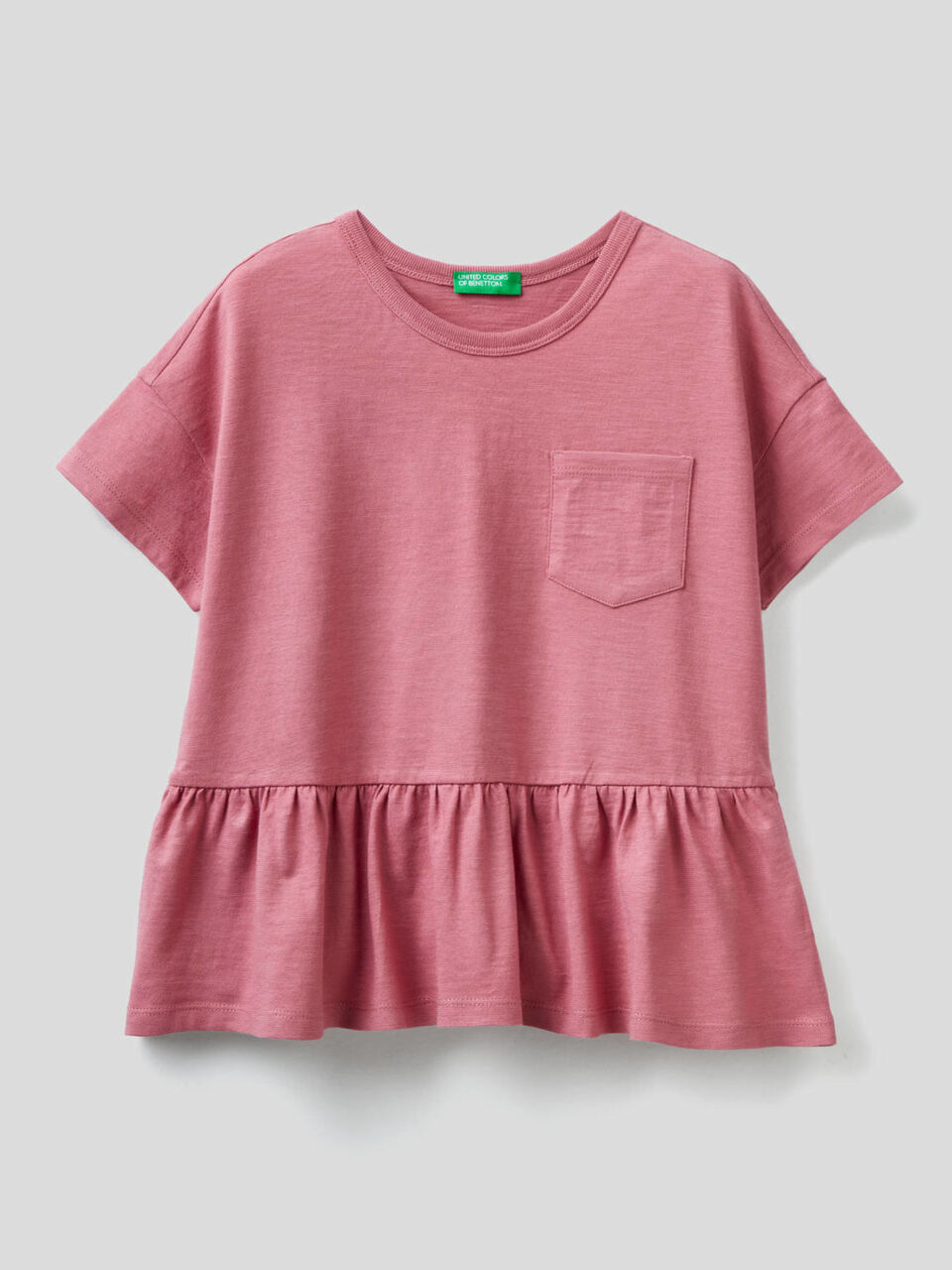T-shirt in puro cotone con balza image number 1