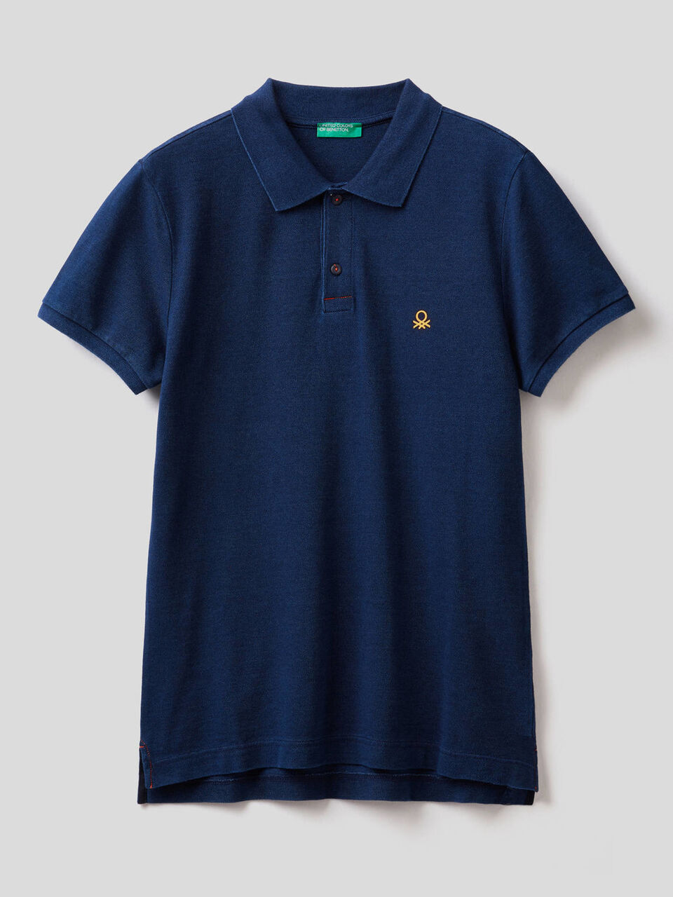 Polo in puro cotone con tintura indaco image number 1