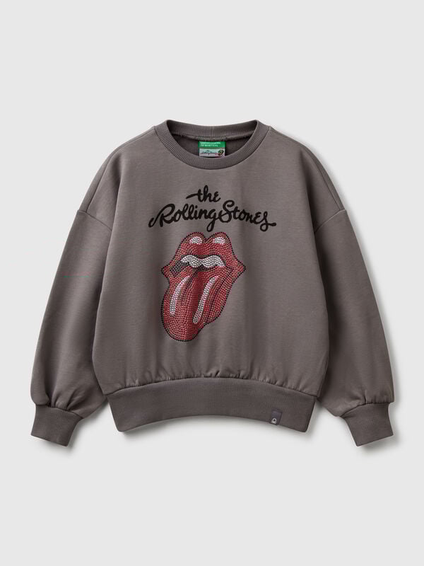 Felpa oversize "The Rolling Stones" con strass Bambina