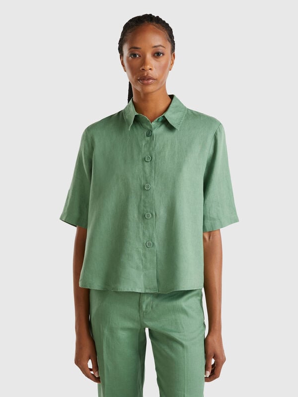 Camicia corta in puro lino Donna