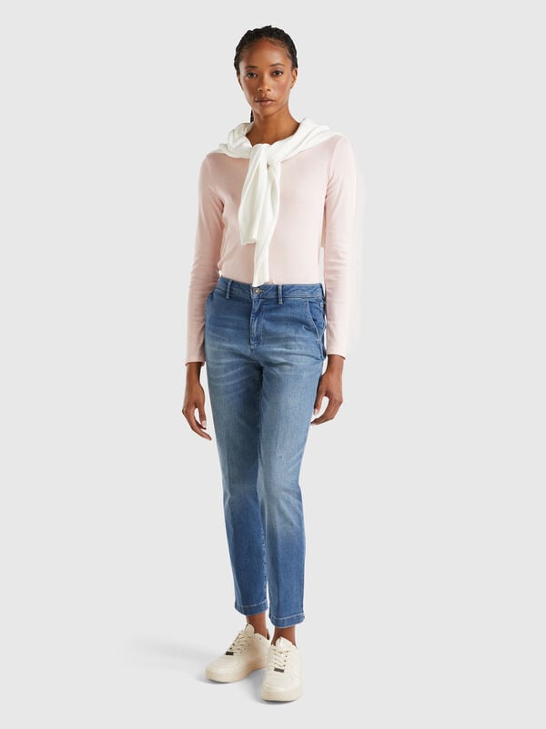 Chino slim fit in denim Donna