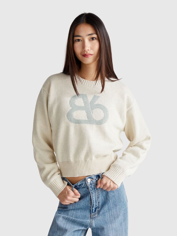 Maglia girocollo in misto lana Donna
