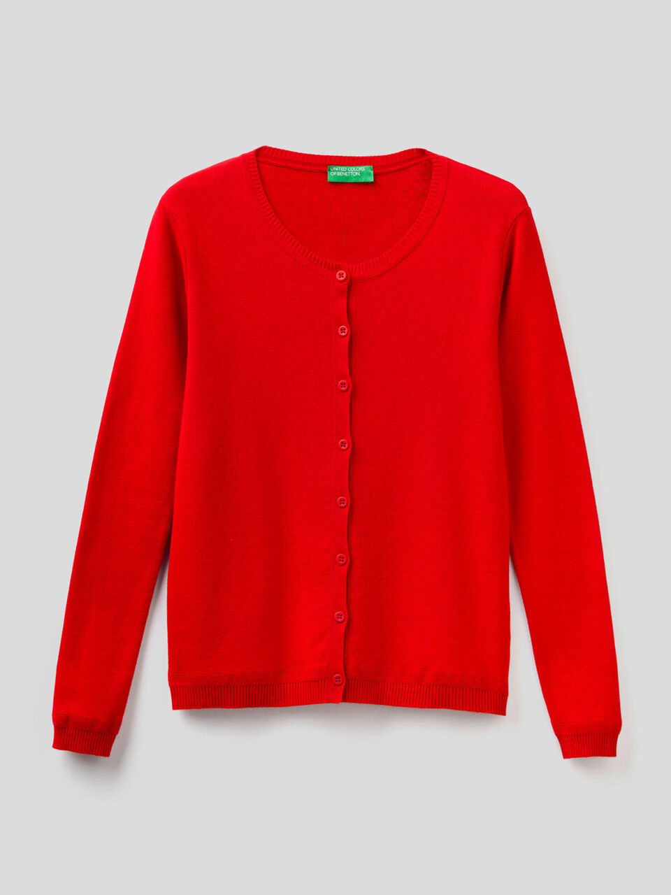 Cardigan girocollo in puro cotone image number 1