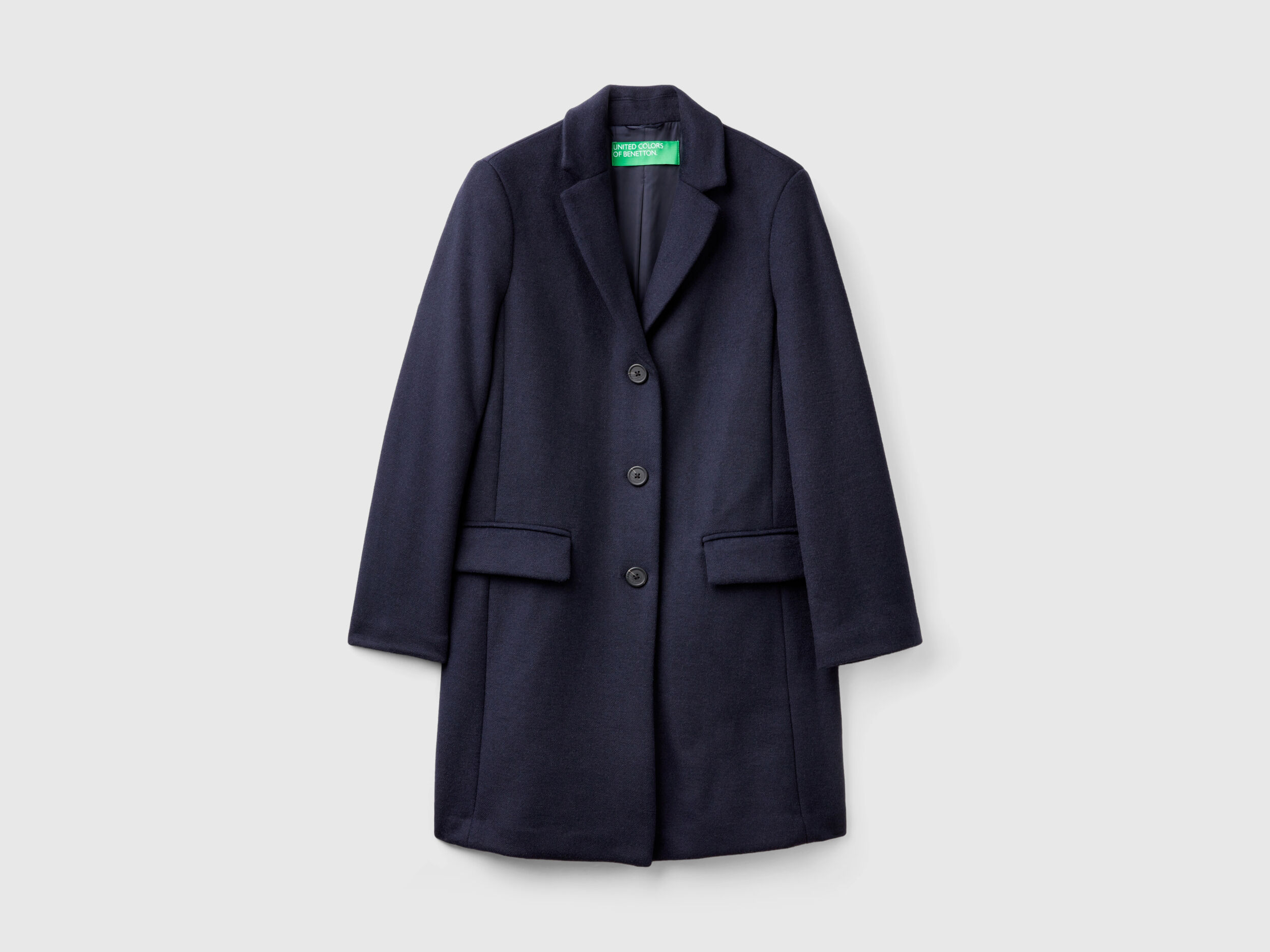 Cappotto corto in panno misto lana Blu Scuro Benetton