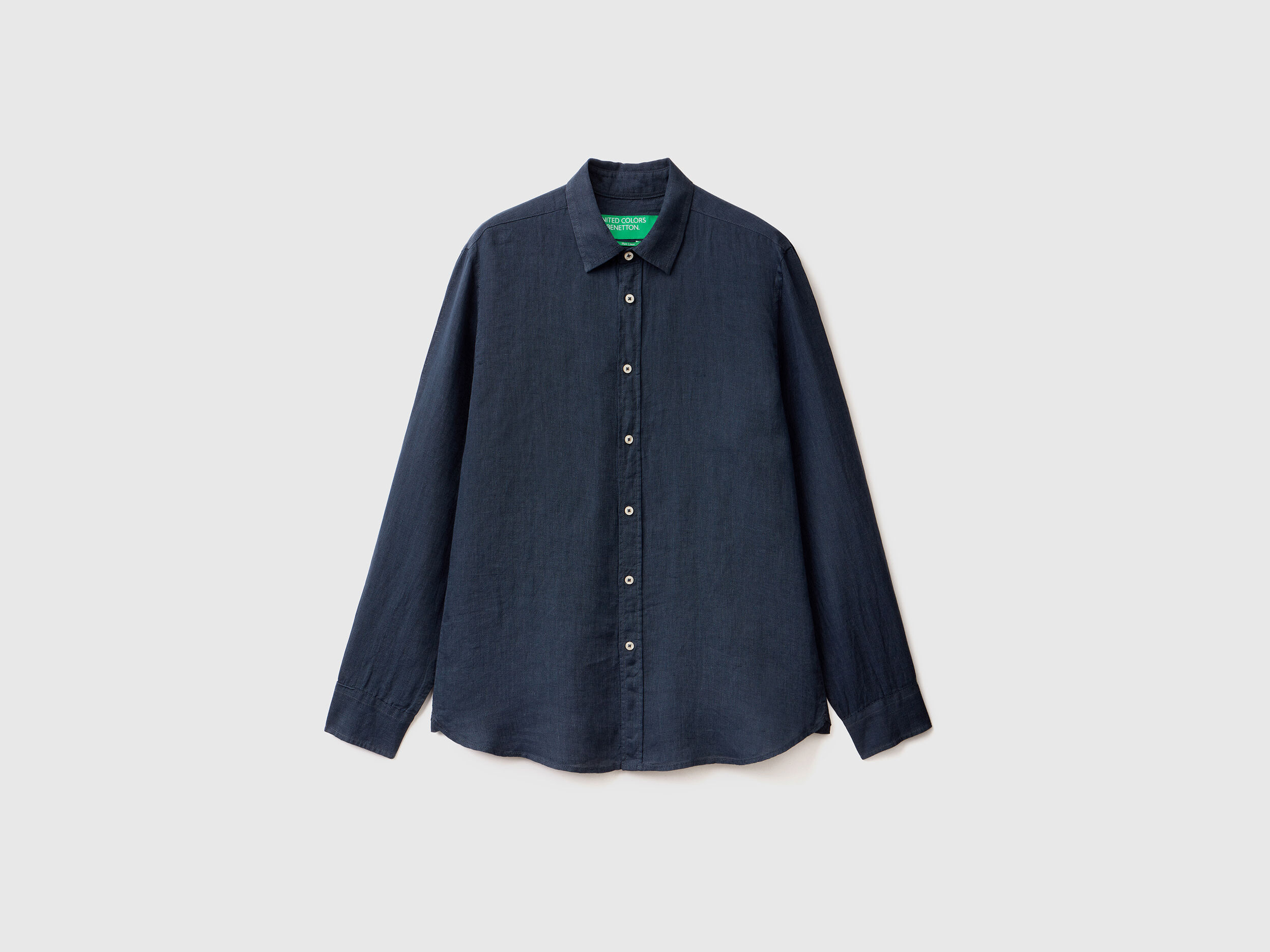 Camicia in puro lino Blu Scuro Uomo Benetton