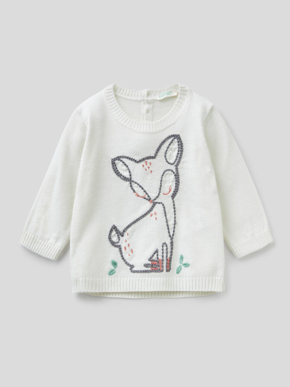 Maglia tricot con animaletto ricamato image number 1