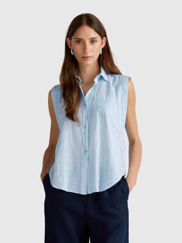 Camicia smanicata con nodo Donna