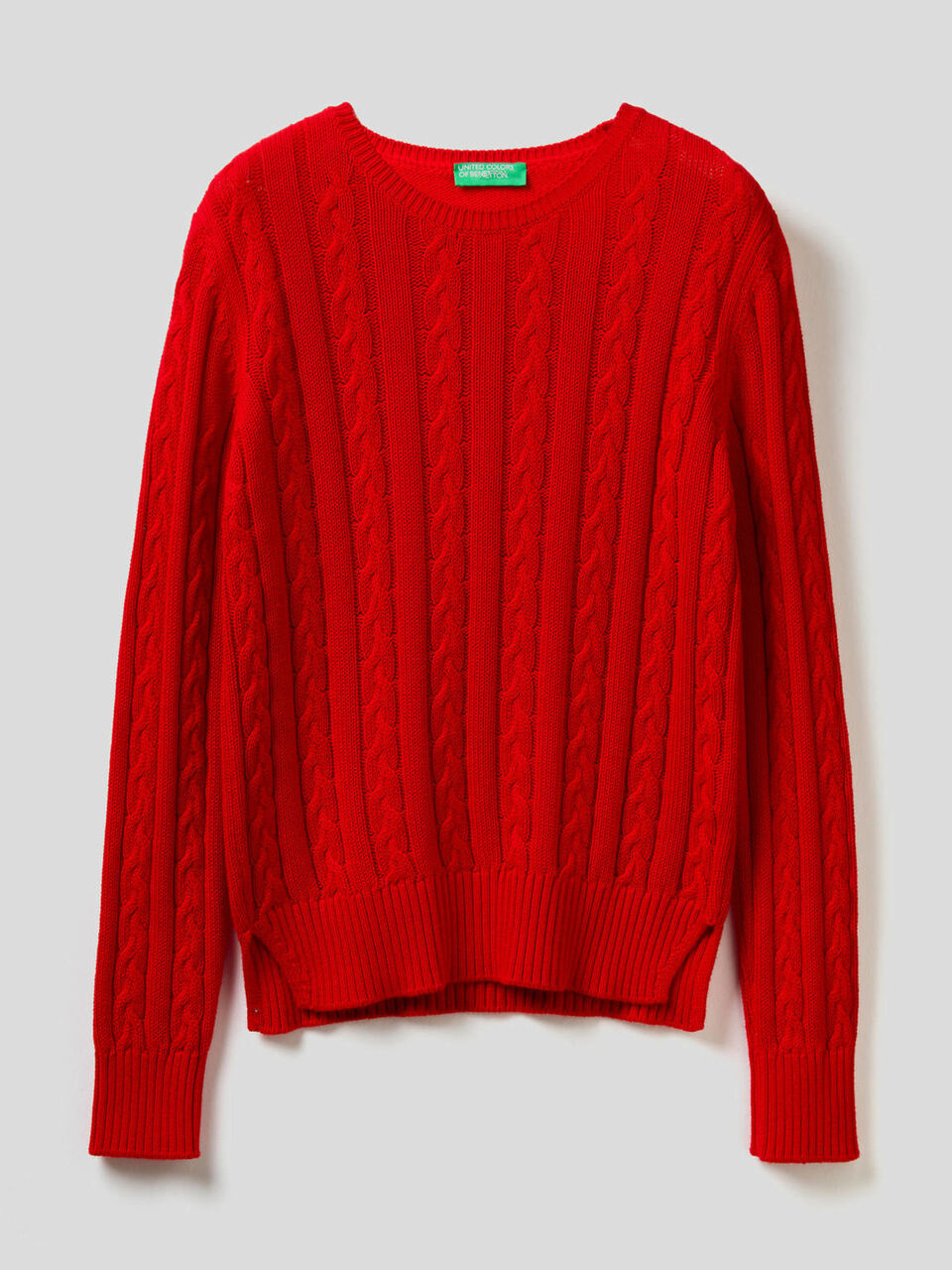 Maglia in cotone con lavorazione a trecce image number 1