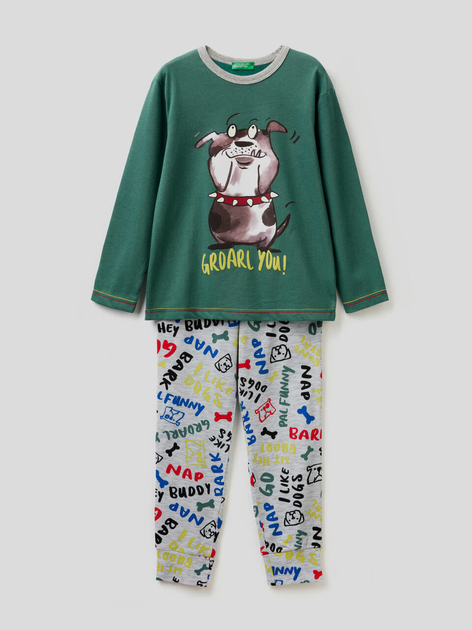 Pigiama in cotone con pantaloni fantasia image number 1