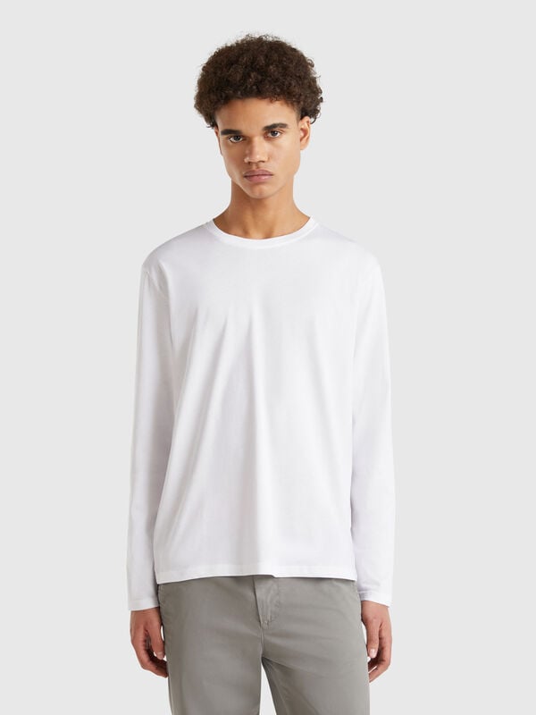 T-shirt a manica lunga in puro cotone Uomo