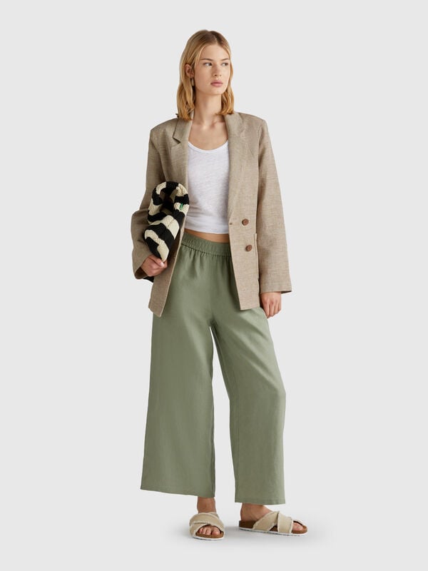 Pantaloni ampi in puro lino Donna