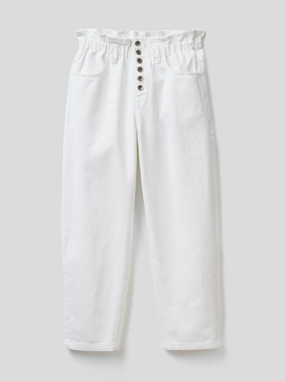 Pantaloni a vita alta in 100% cotone image number null