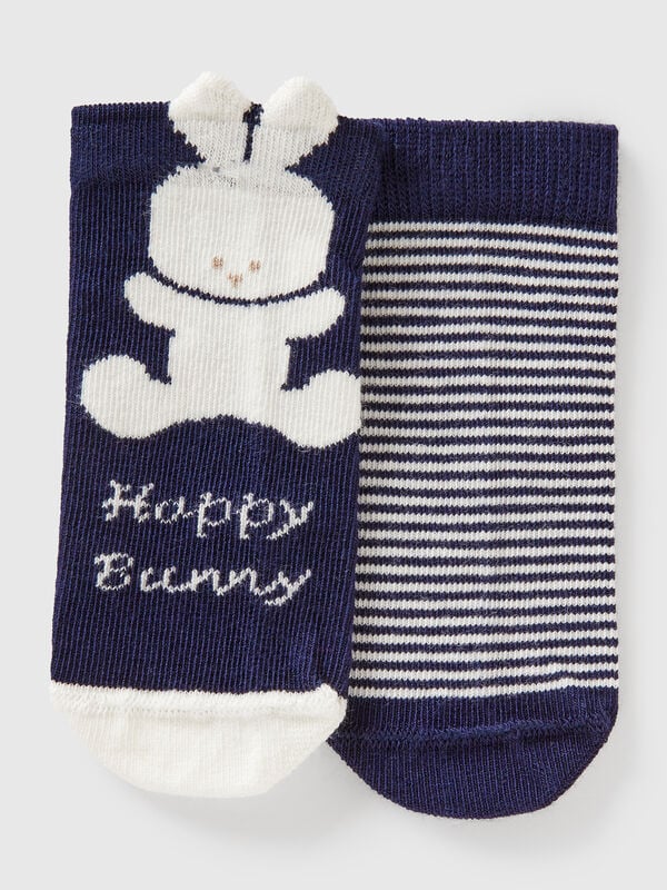 Set calzini con righe e coniglietto Baby