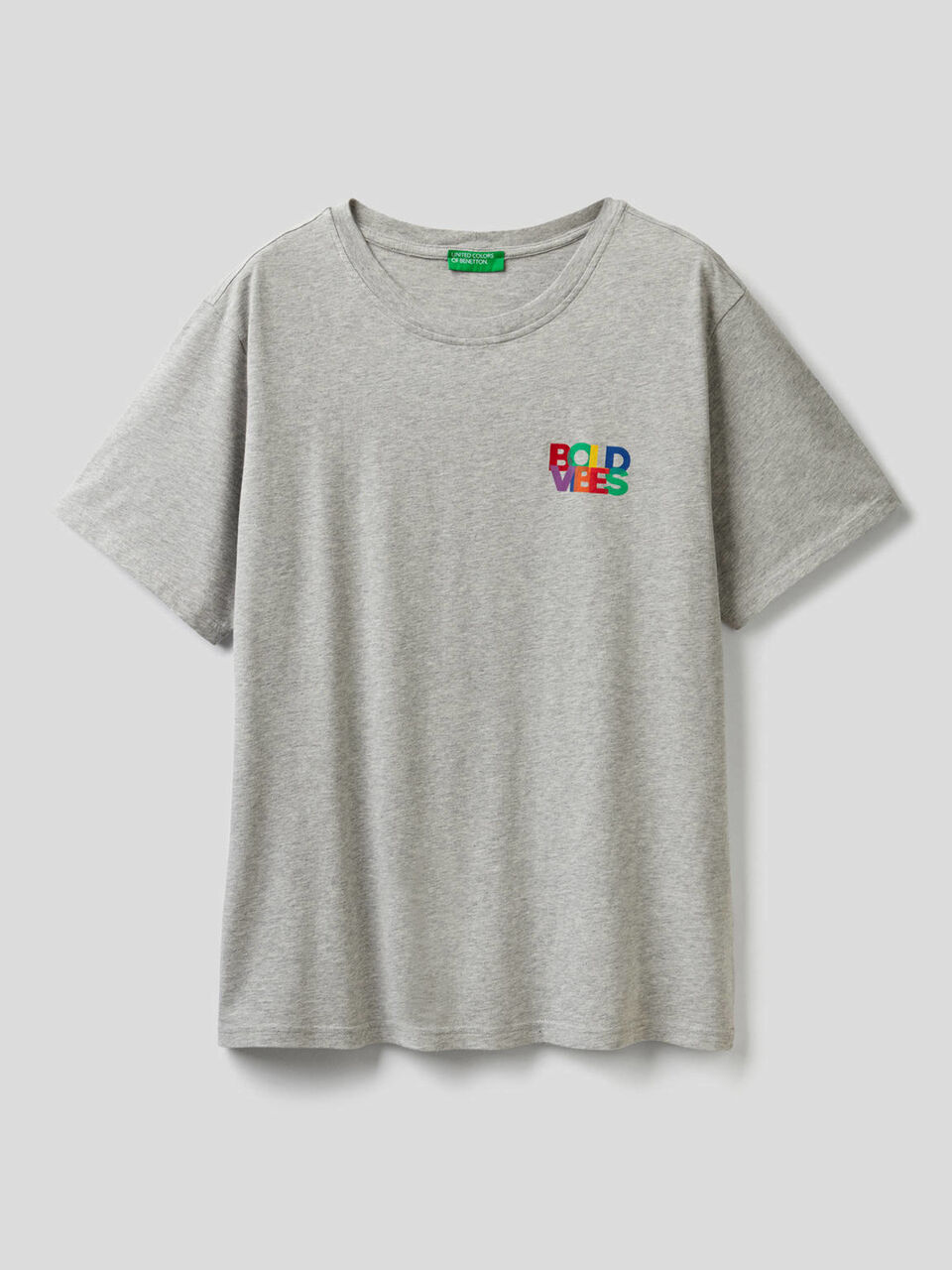 T-shirt grigia con stampa multicolor image number 1