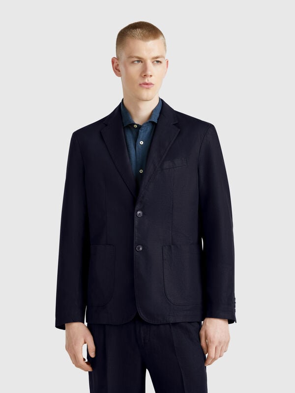 Blazer slim fit in misto lino Uomo
