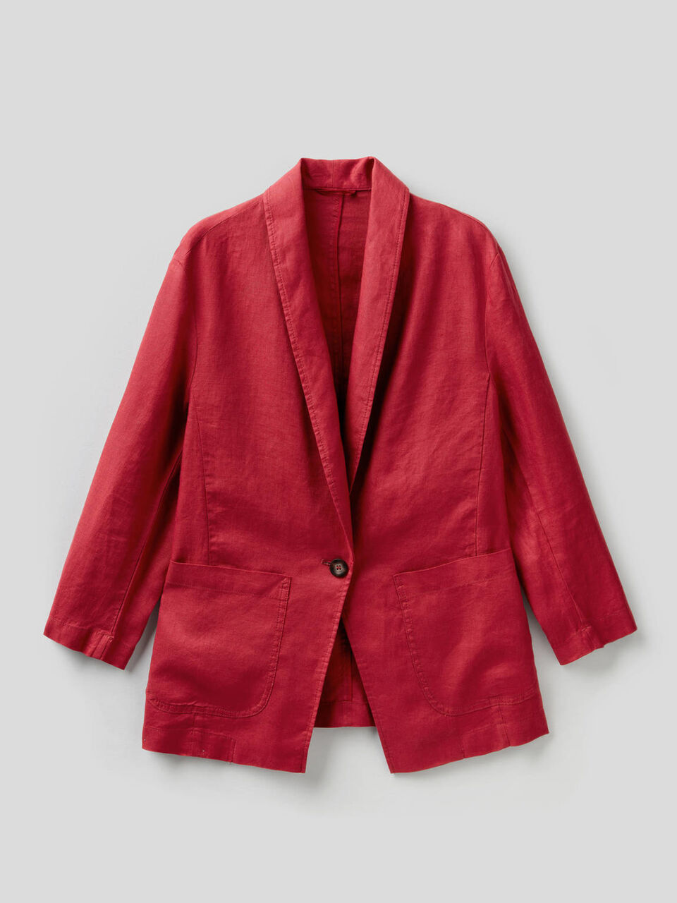 Blazer in lino con manica a 3/4 image number 1