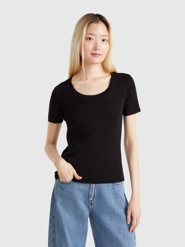 T-shirt manica corta in cotone a fibra lunga Donna
