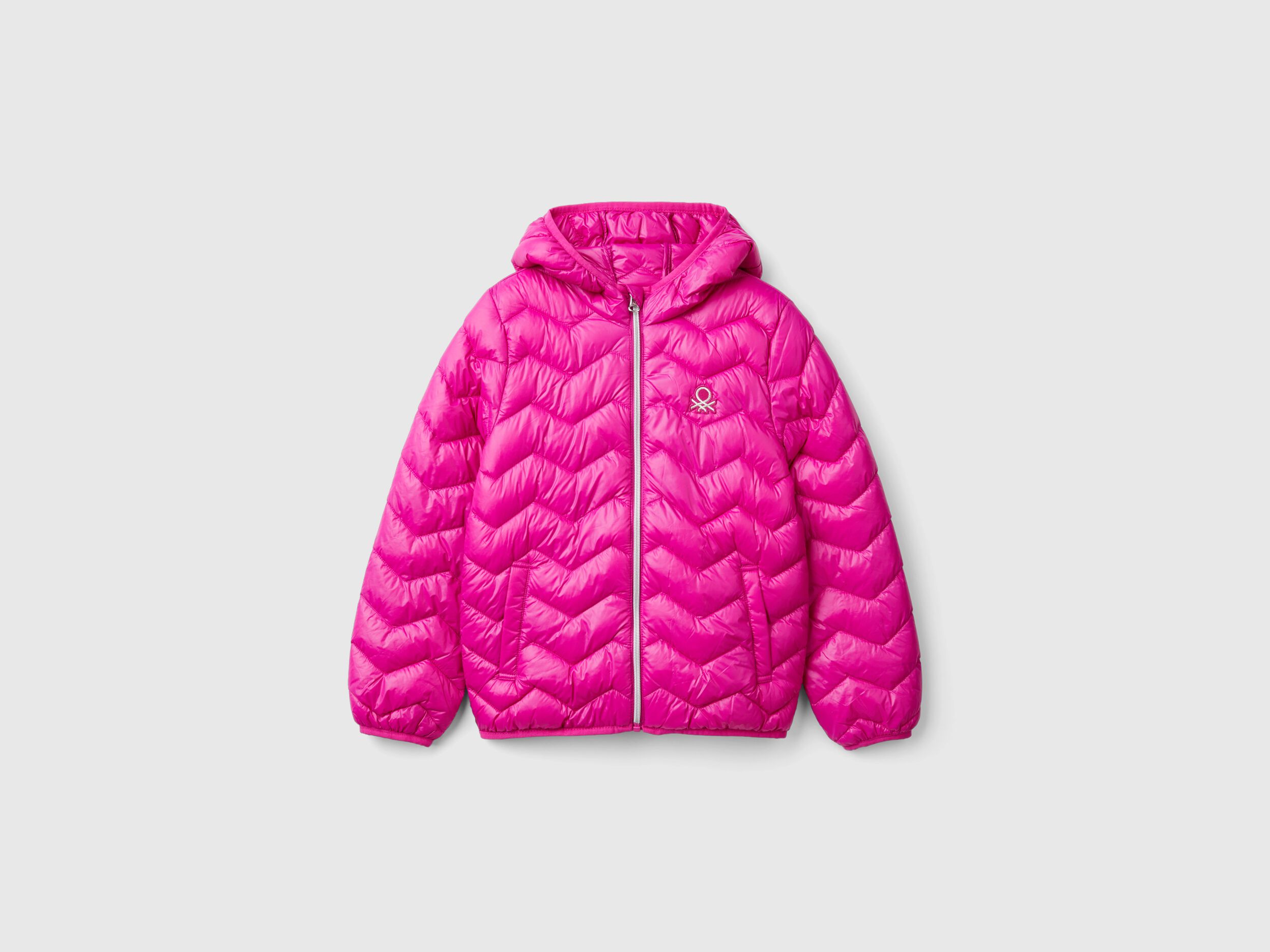 Giubbino imbottito con cappuccio Fucsia Benetton