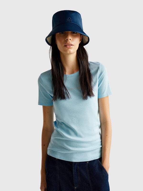 T-shirt 100% cotone con stampa logo glitter Donna