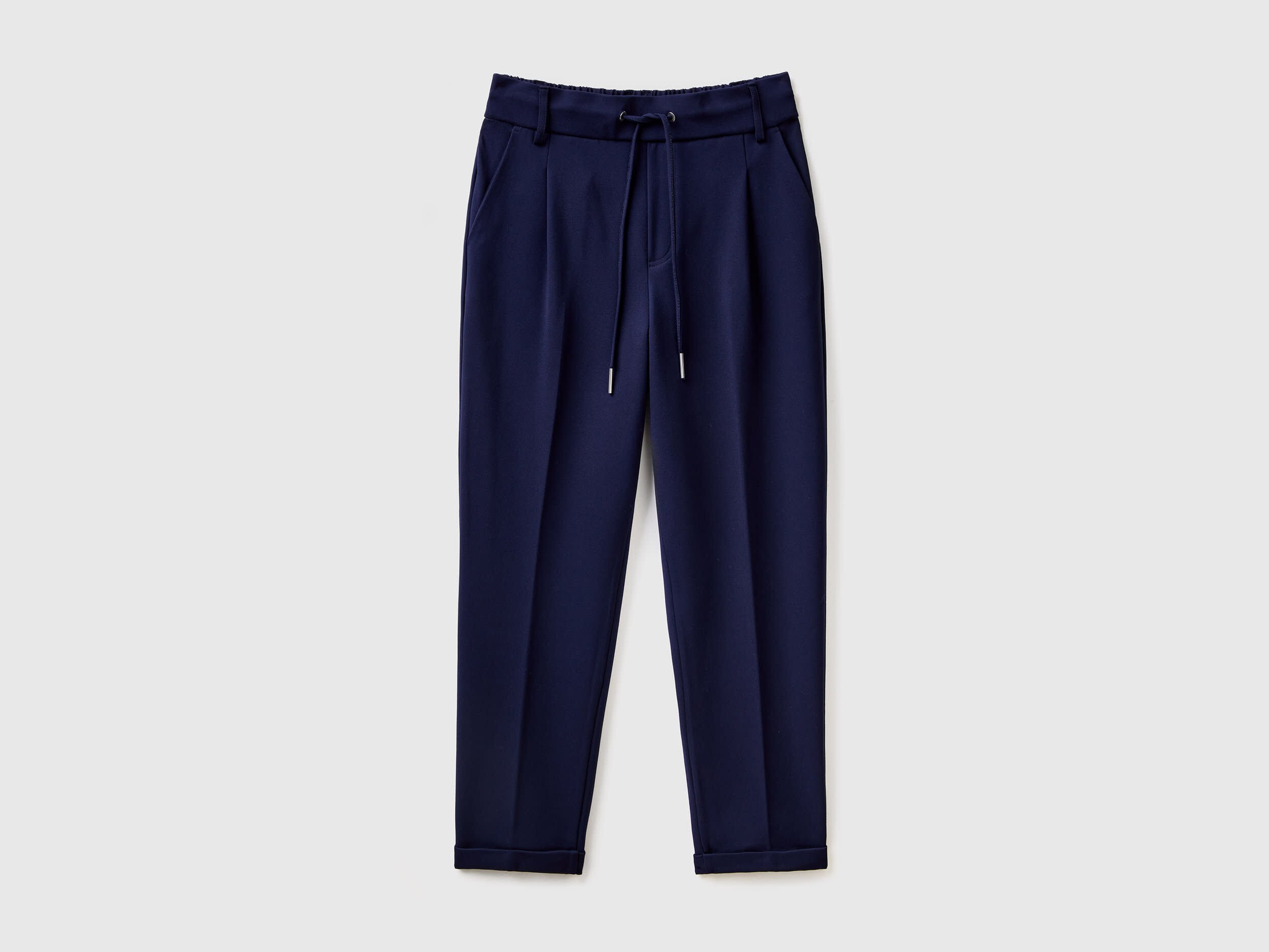 Pantaloni tinta unita con coulisse Blu Scuro Benetton