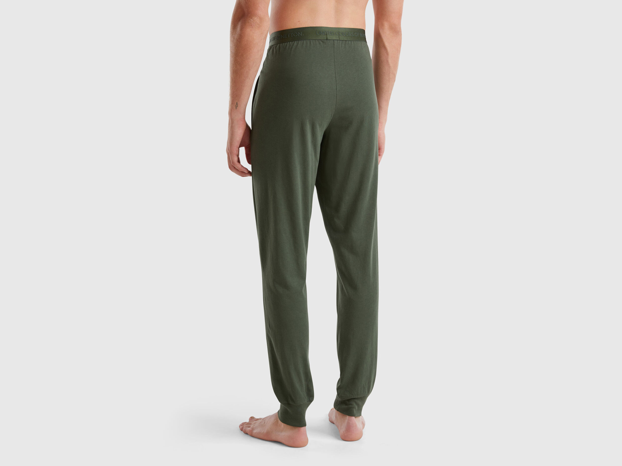 Pantaloni con elastico logato Verde Militare Benetton