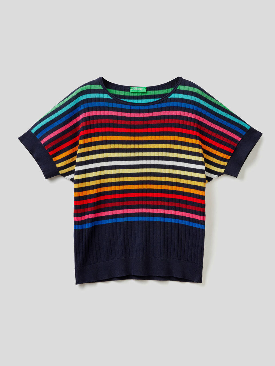 Maglia manica corta a righe multicolor image number 1