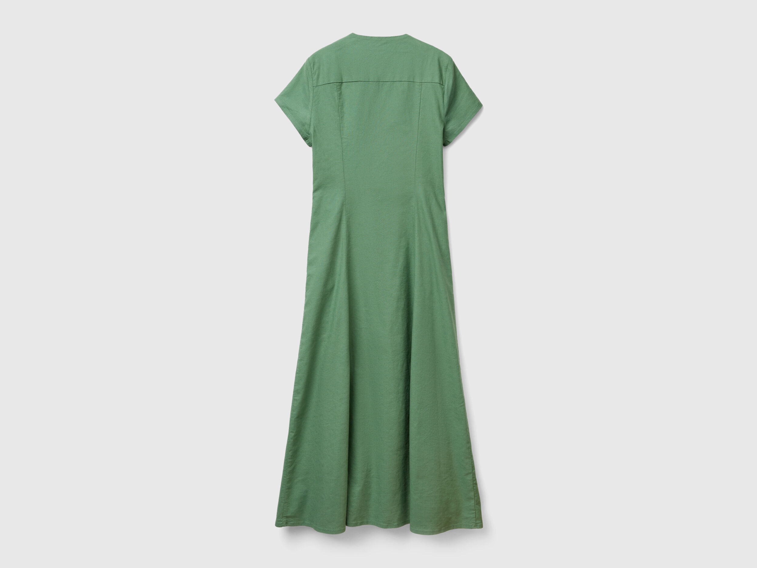Abito in misto cotone e lino stretch Verde Benetton